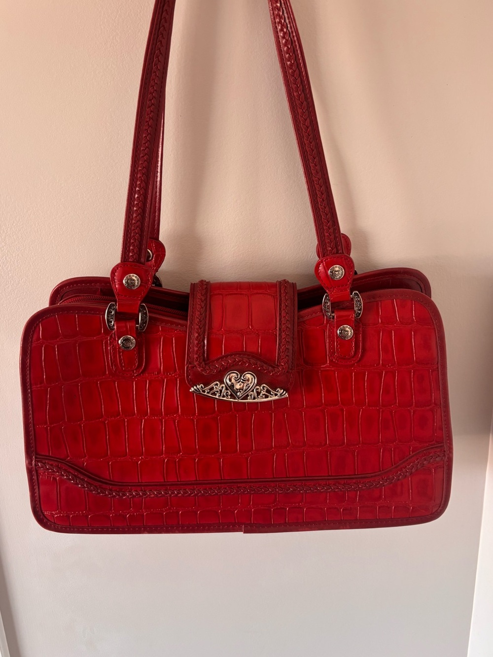 Vintage Marc Chantal Red Crocodile Leather Shoulder Bag